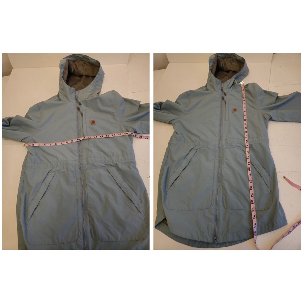 Carhartt Women's Raindefender Jacket Hooded Full Zip Blue Surf Size Small 4-6 - Picture 16 of 17